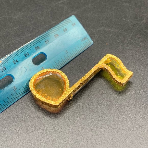 Poured resin gold tone musical note in the style of JOY vintage designer music l - Picture 5 of 5